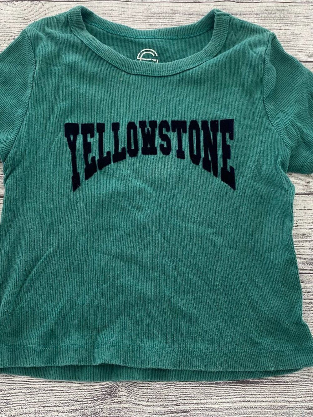 Yellowstone Cropped Green Top Medium Ribbed